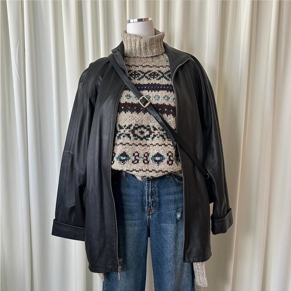 Vintage 1980’s POLO Ralph Lauren Hand knit Fair Isle turtleneck sweater large - Picture 4 of 11